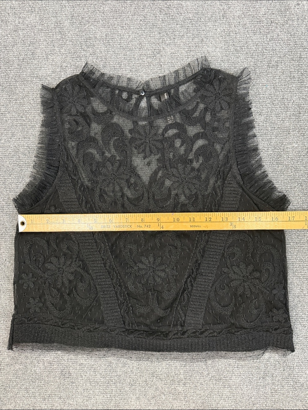 Zara Trafaluc Collection Black Sheer Lace Appliqué Sleeveless Camisole Sz M (T4) - Picture 5 of 8